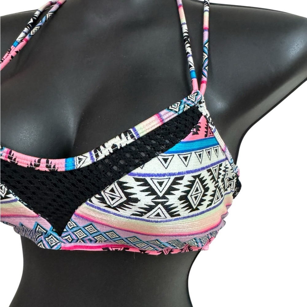 OP Ocean Pacific Women's Junior L Large Bikini Top Multi-Strap Halter Neckline - Picture 2 of 7
